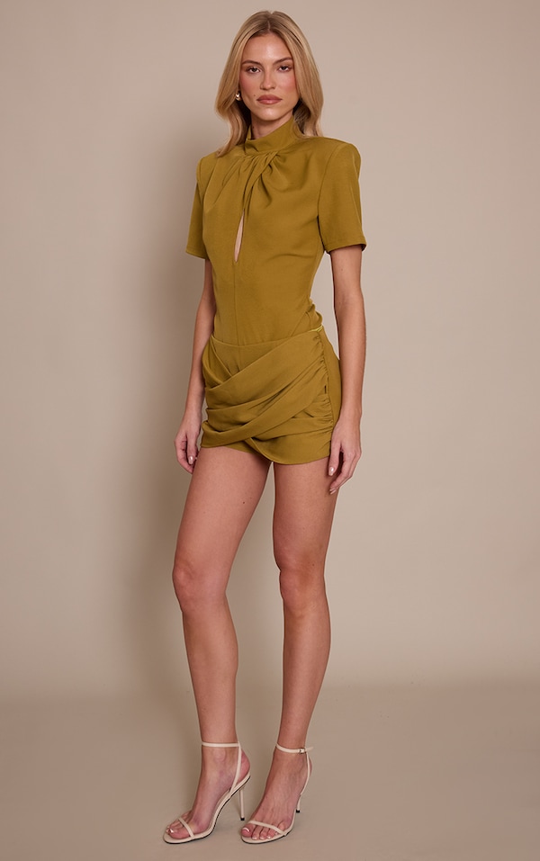 Chartreuse Twist Detail Shorts