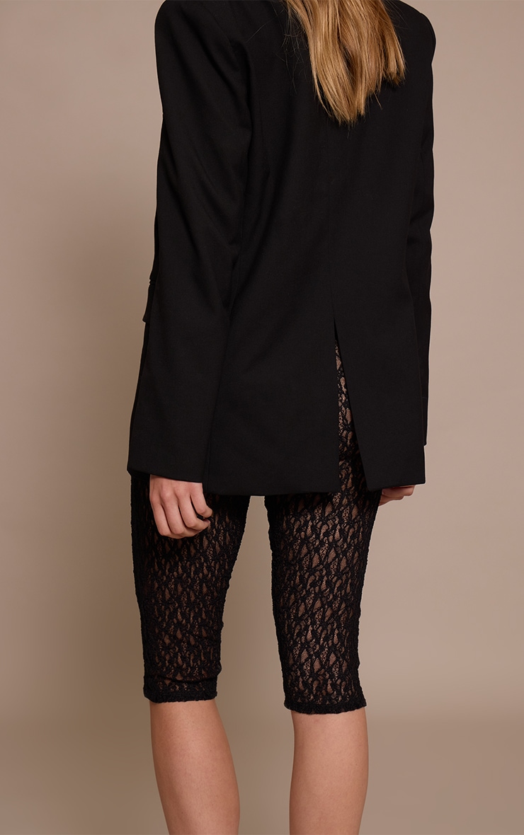 Black Textured Sheer Lace Capris image 3