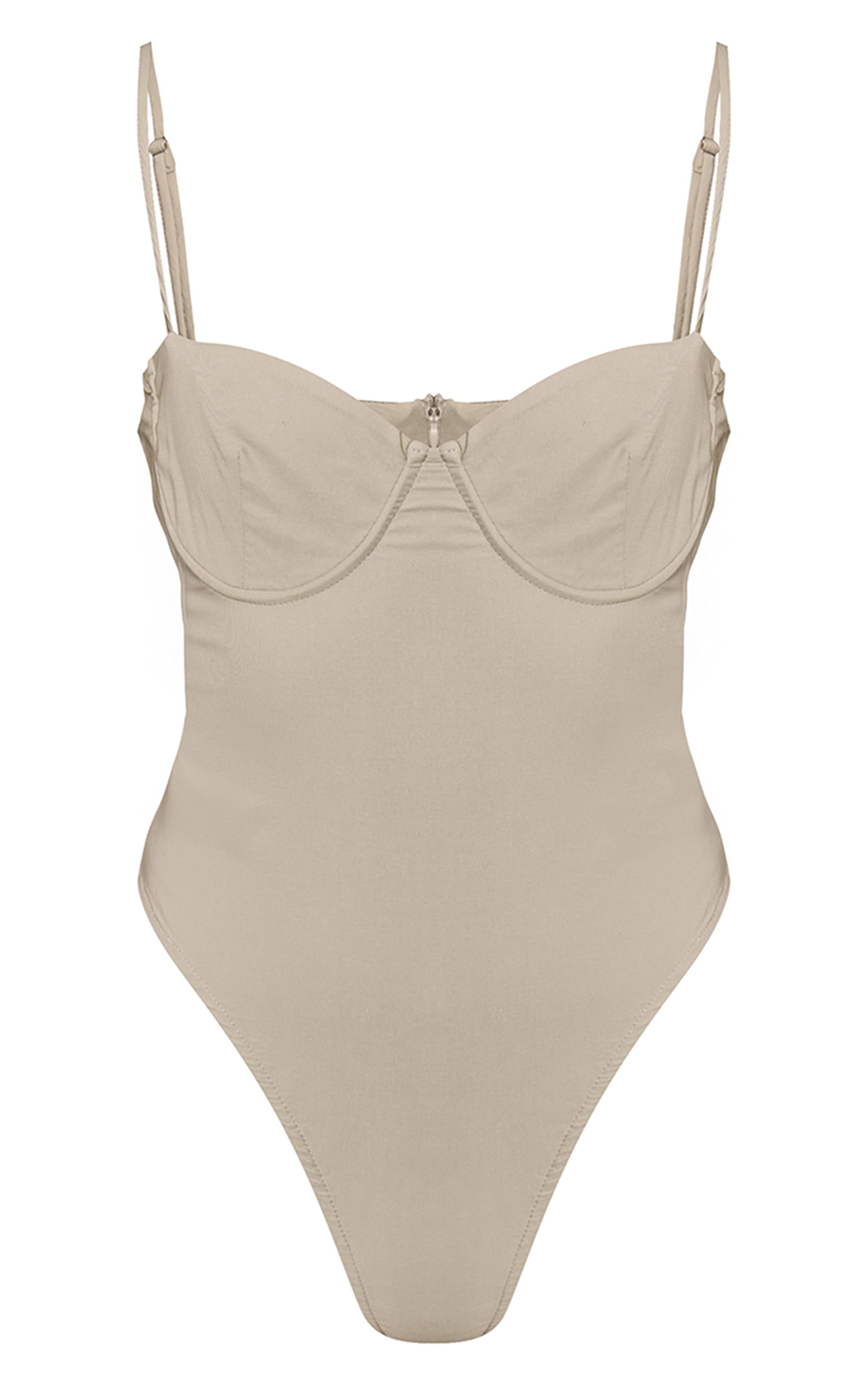 Stone Woven Stretch Strappy Bodysuit image 5