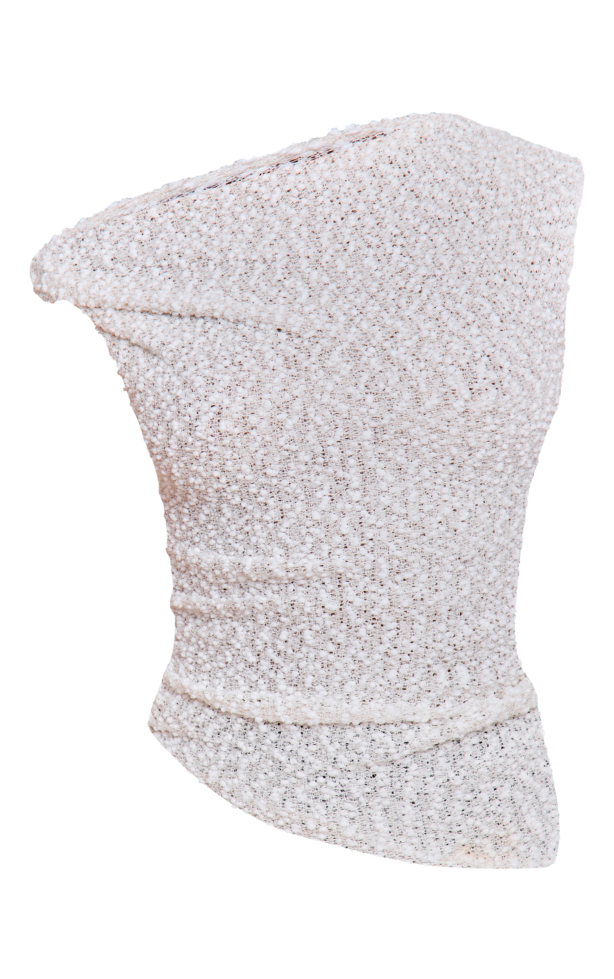 Cream Textured Asymmetric Twist Strap Top image 5