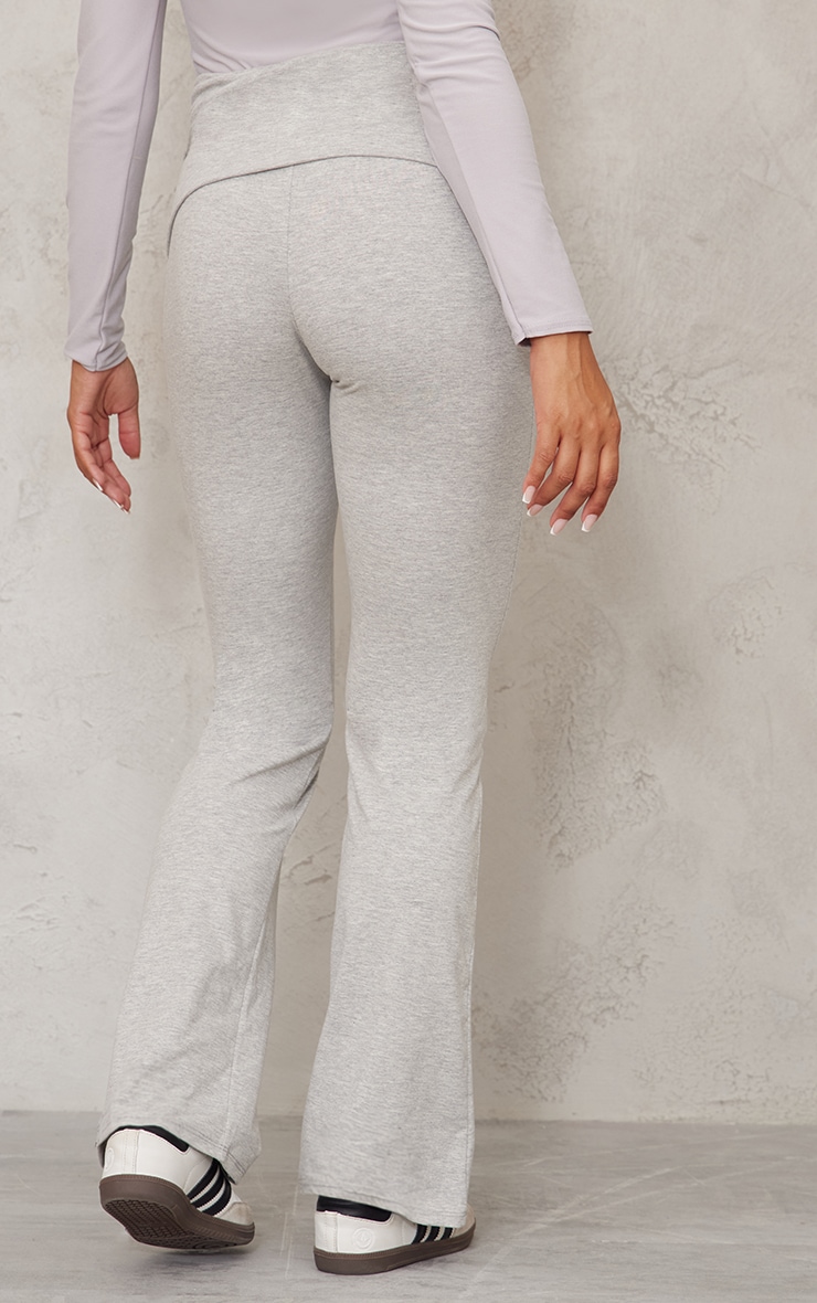 Maternity Grey Marl Fold Over Flared Leggings image 3