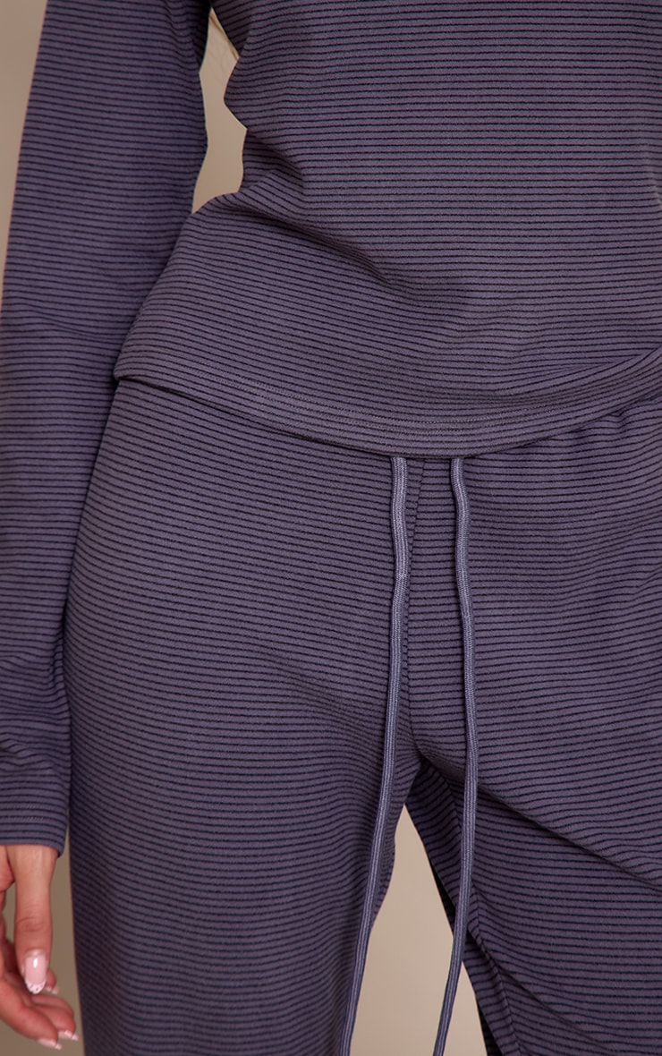 Grey Soft Fleece Pinstripe Skinny Flare Pant image 4