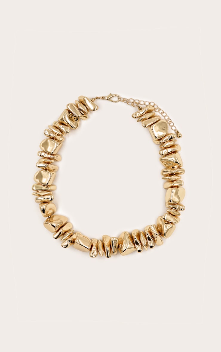 Collier épais lisse abstrait doré image 2