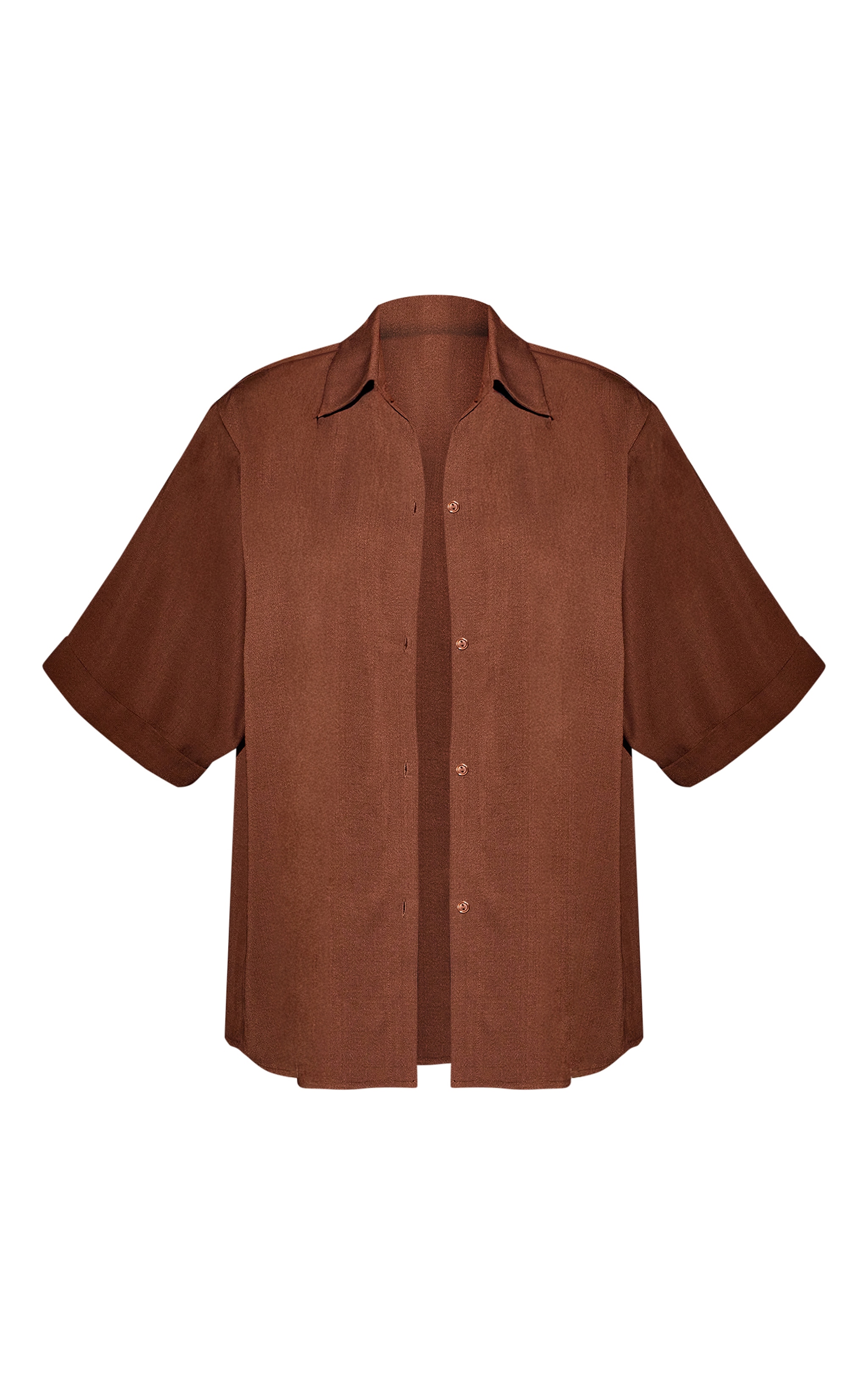 Espresso Linen Look Drop Shoulder Beach Shirt image 5
