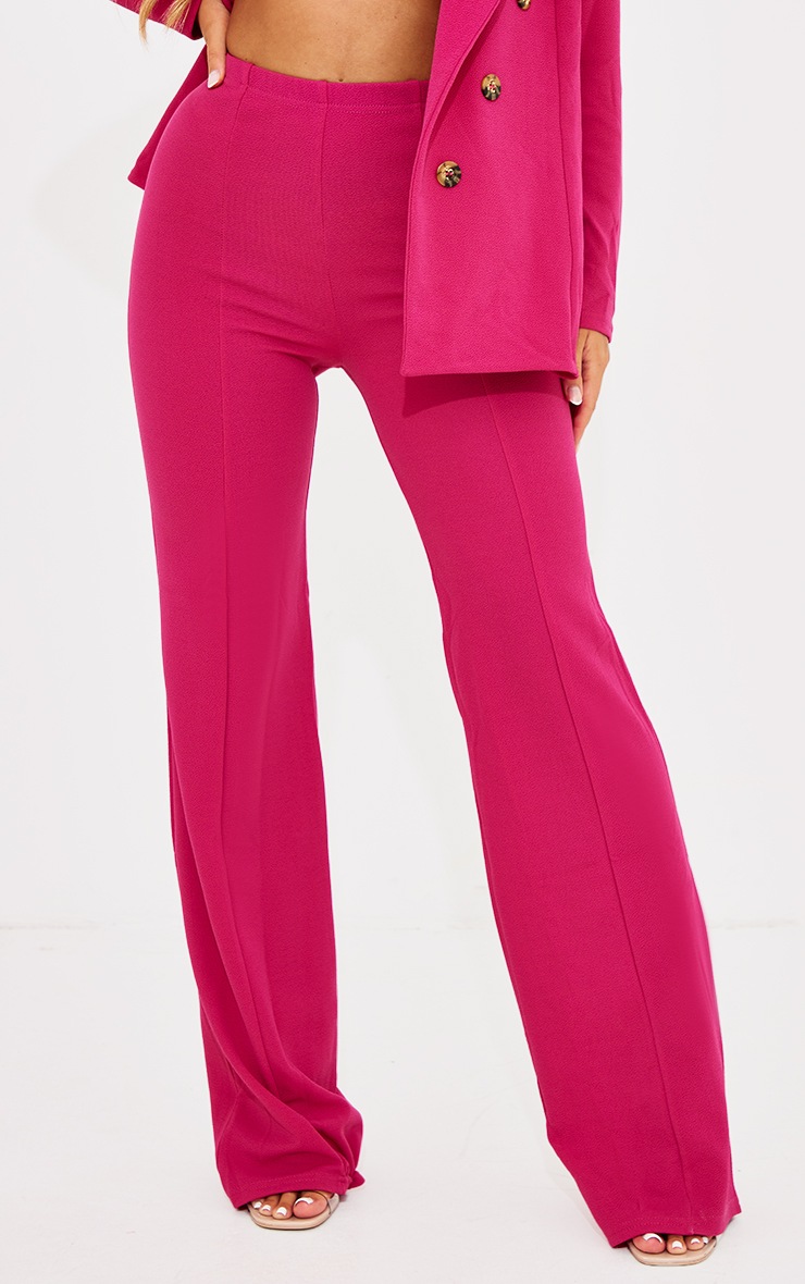 Pantalon large rose vif à coutures surjetées sur l'avant image 2