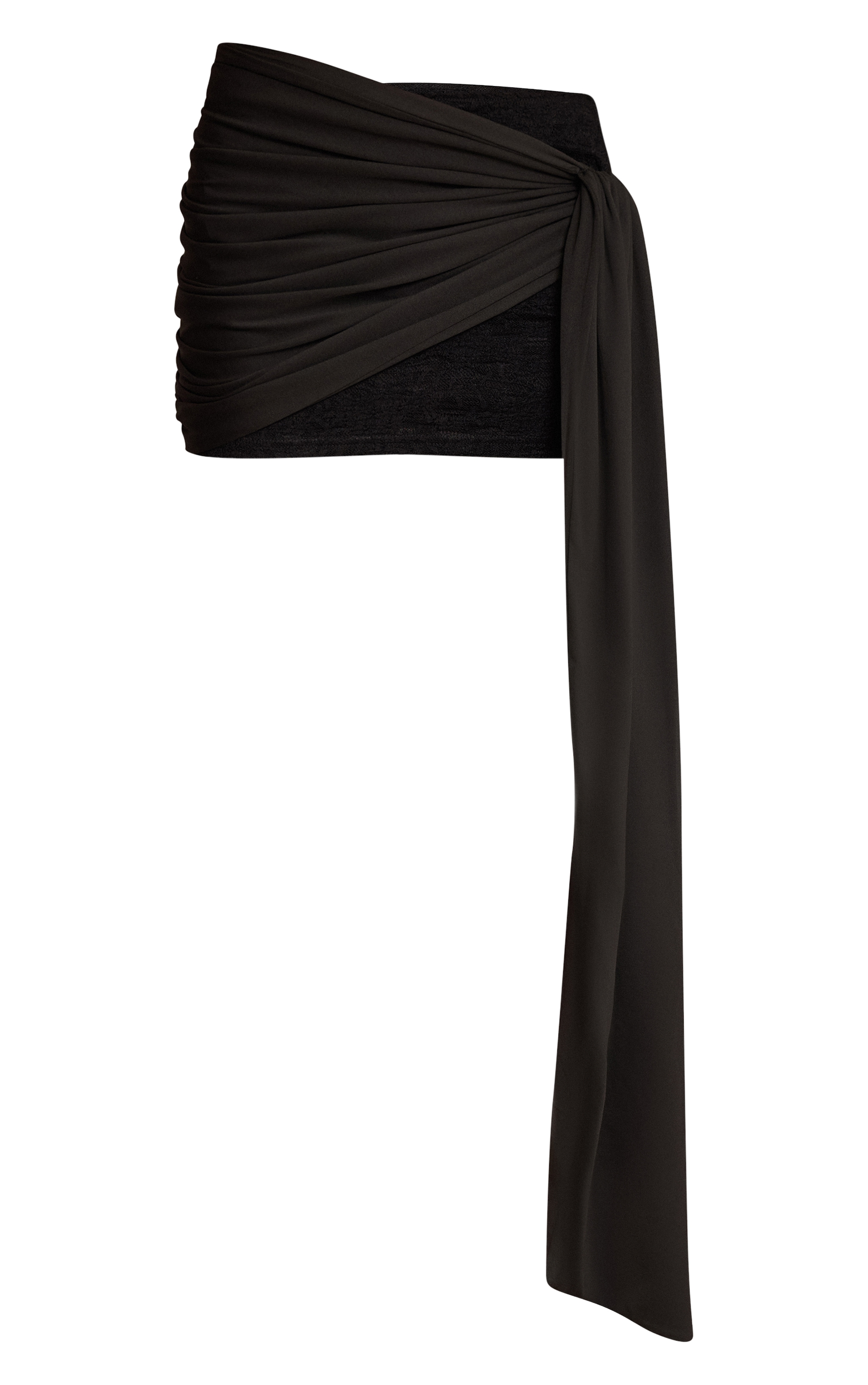 Black Lace Slinky Drape Mini Skirt  image 6