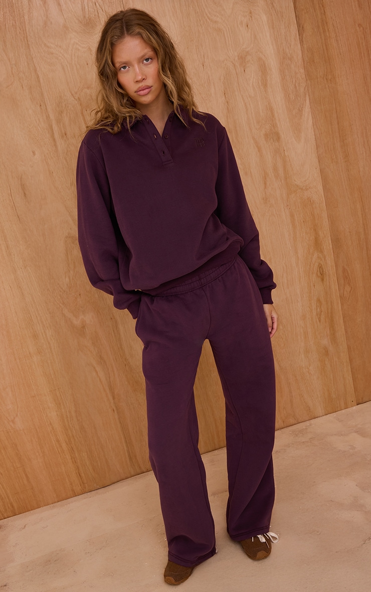 Plum Cotton Fleece Polo Sweatshirt image 4