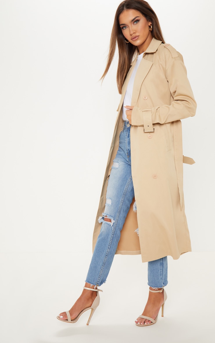 Stone Trench Coat Coats & Jackets PrettyLittleThing