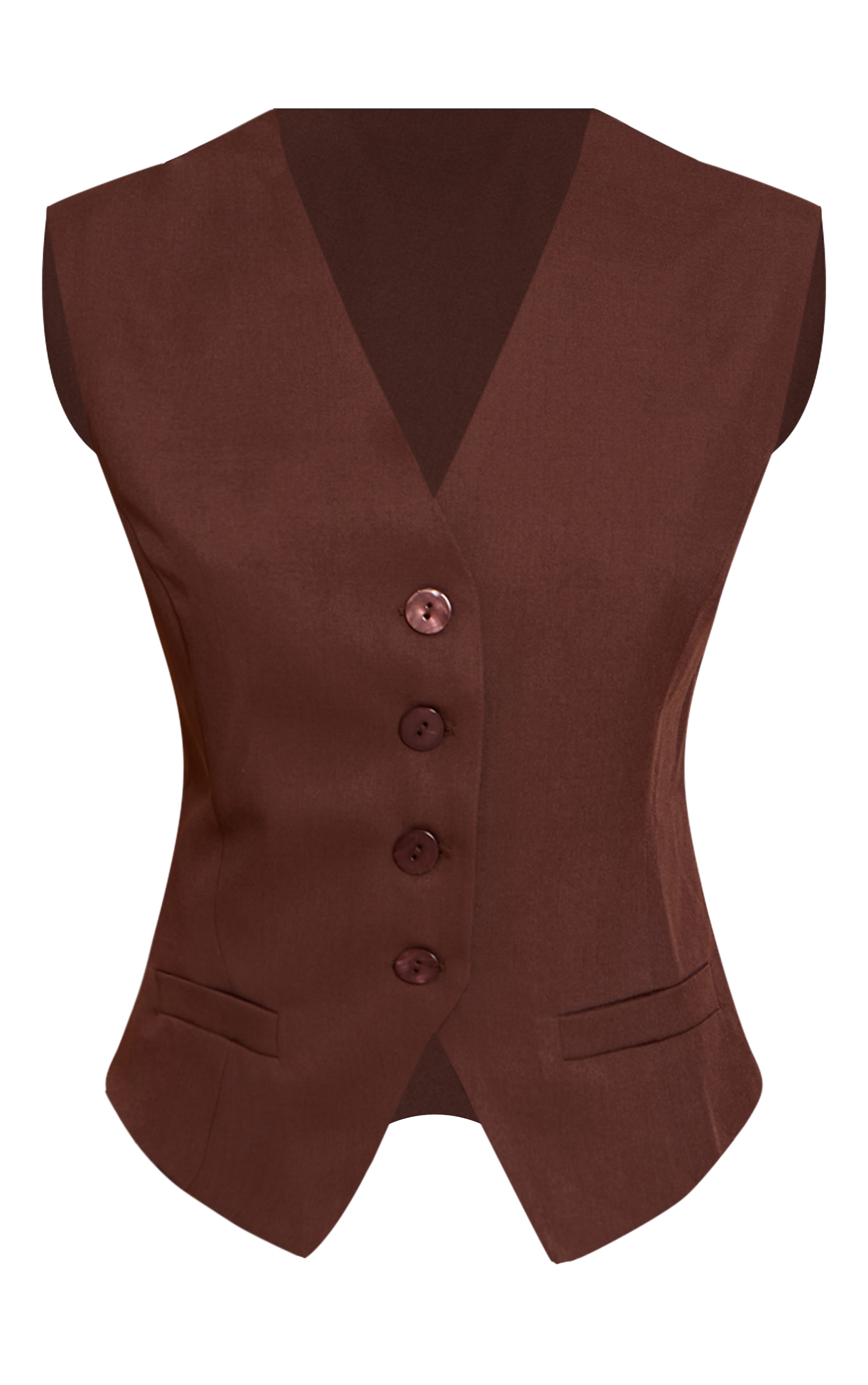 Petite Chocolate Tailored Button Up Vest image 5