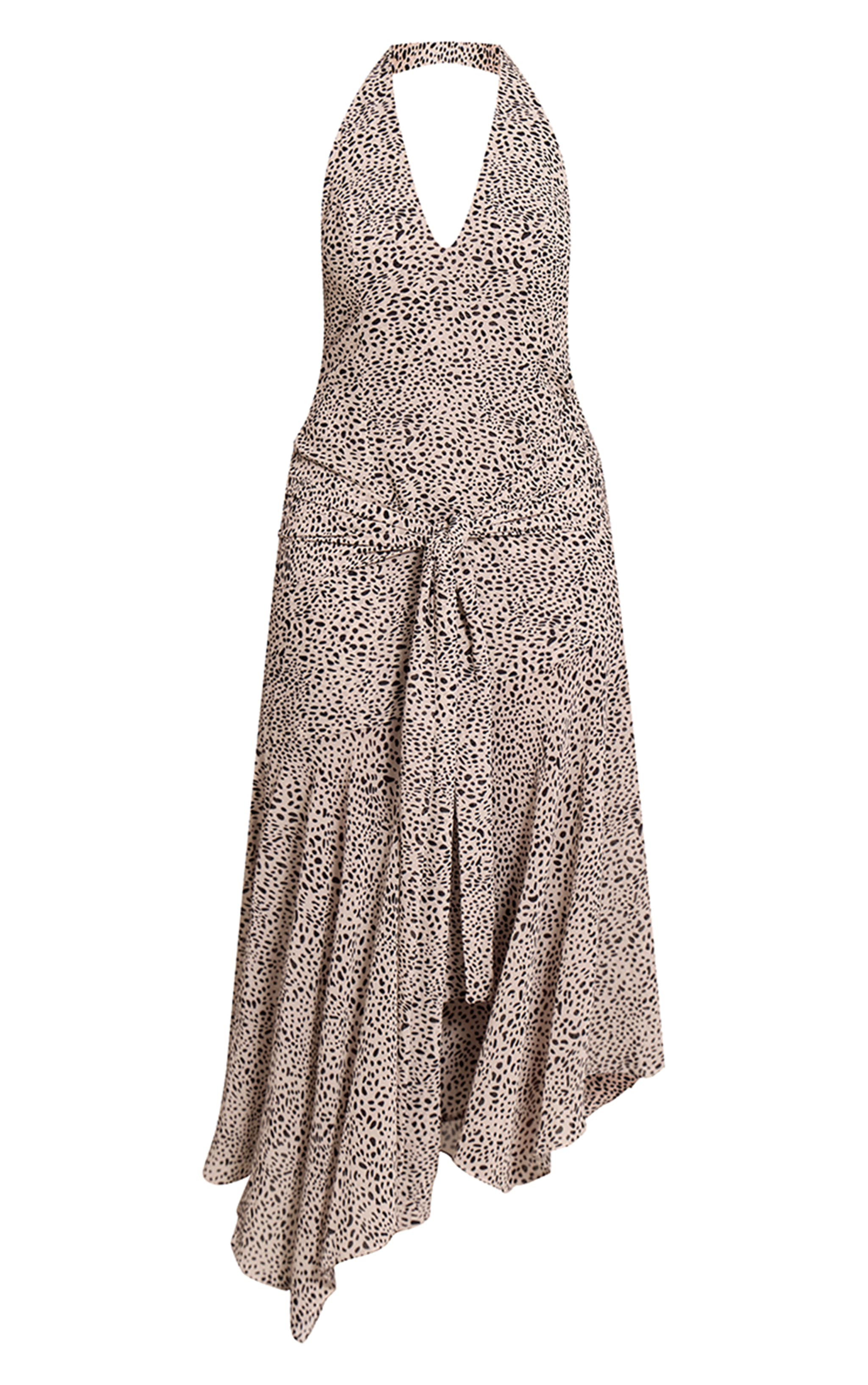 Shape Black Dalmatian Print Halterneck Wrap Waist Maxi Dress image 5