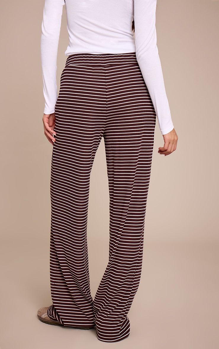 Chocolate Striped  Boyfriend Style Wide Leg Pants image 3