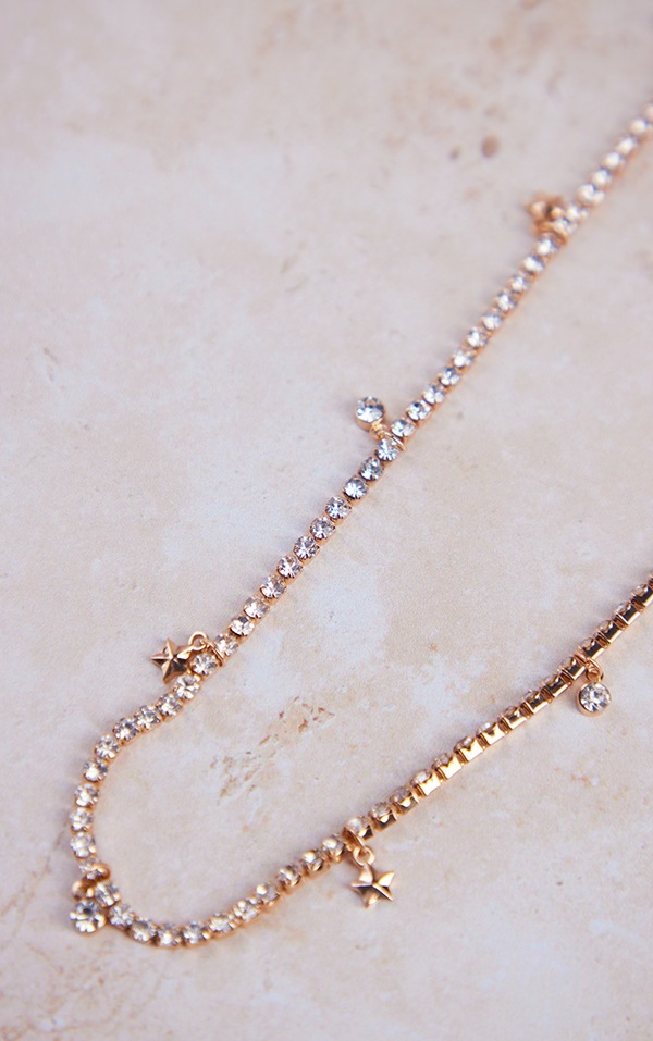 Gold Star Jeweled Sunglasses Chain PrettyLittleThing USA
