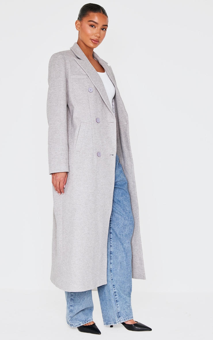 Light Grey Wool Look Oversized Drop Shoulder Maxi Coat image 3