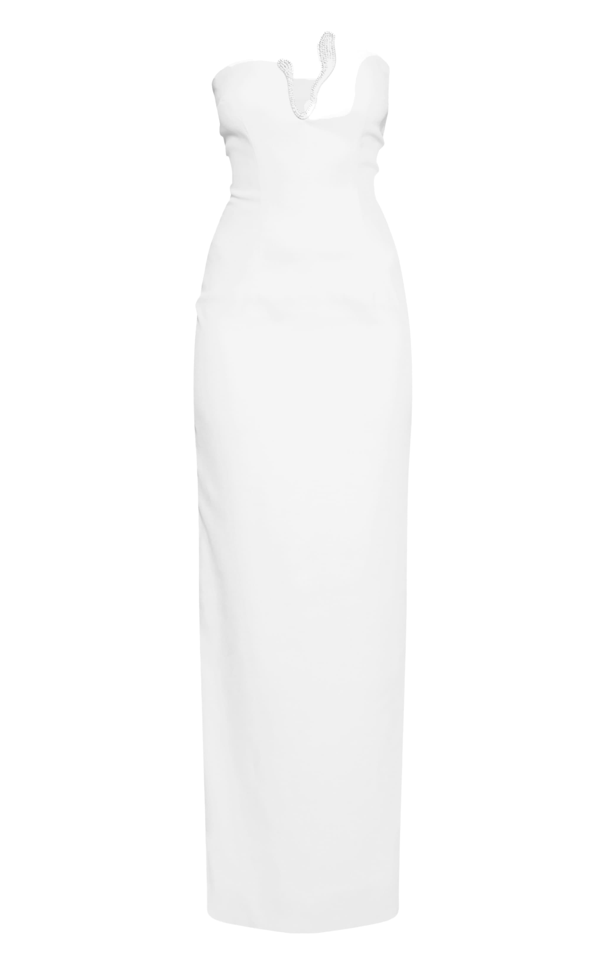 Cream Trim Detail Bandeau Bodycon Maxi Dress image 5