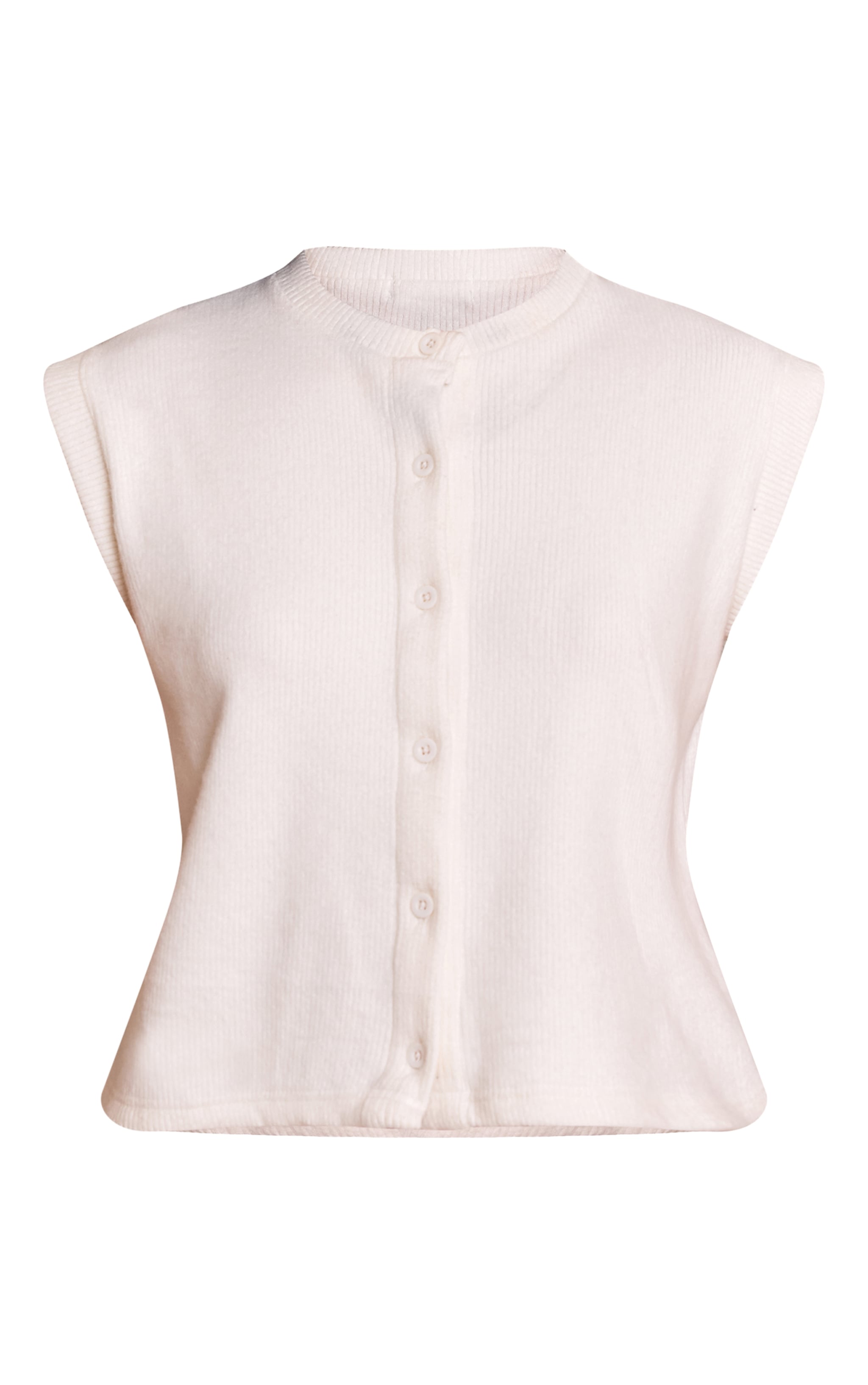 Cream Soft Brushed Chunky Rib Boxy Sleeveless Top image 5