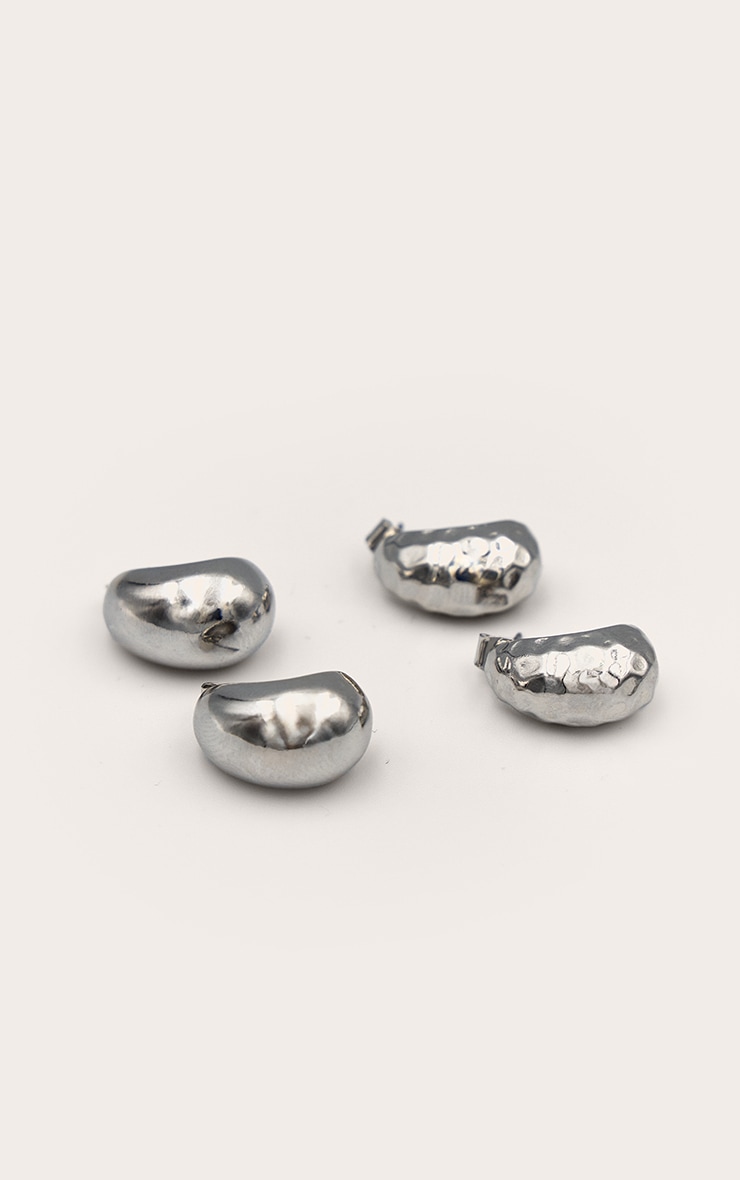 Silver Mini Molten Teardrop Multipack Earrings image 2
