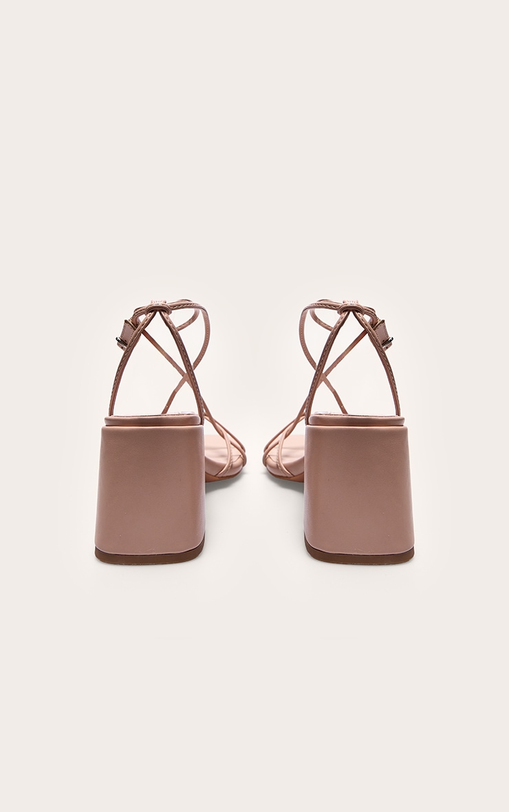 Sandales rondes en PU nude à talon carré moyen et brides fines image 3