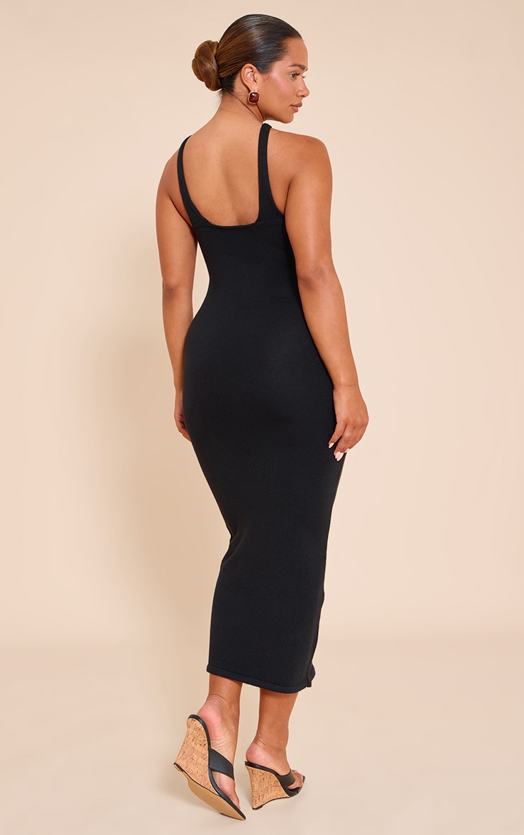 Shape Black Knitted Gold Trim Cross Front Maxi Dress image 2