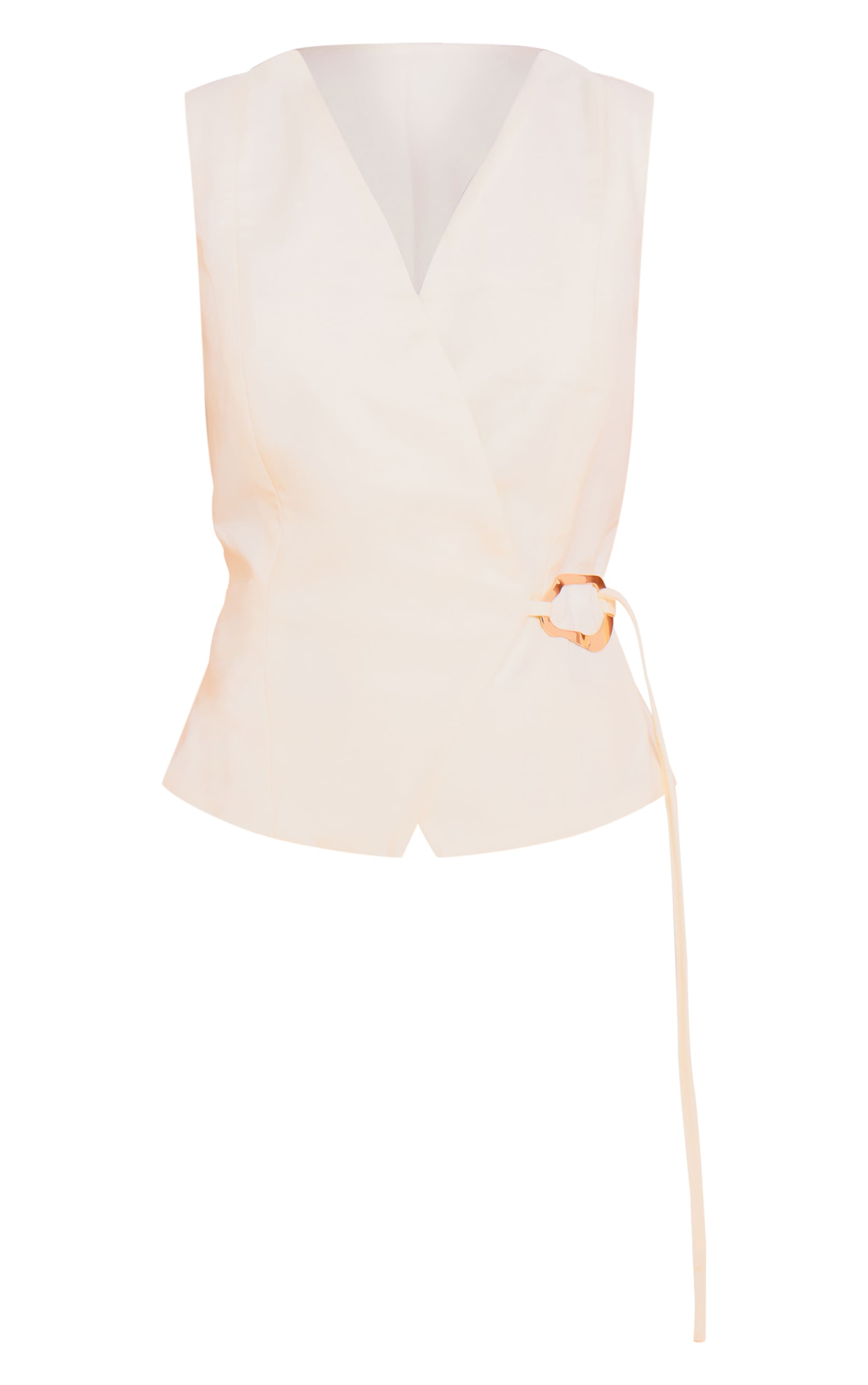 Petite Cream Woven Trim Tie Waist Coat image 5