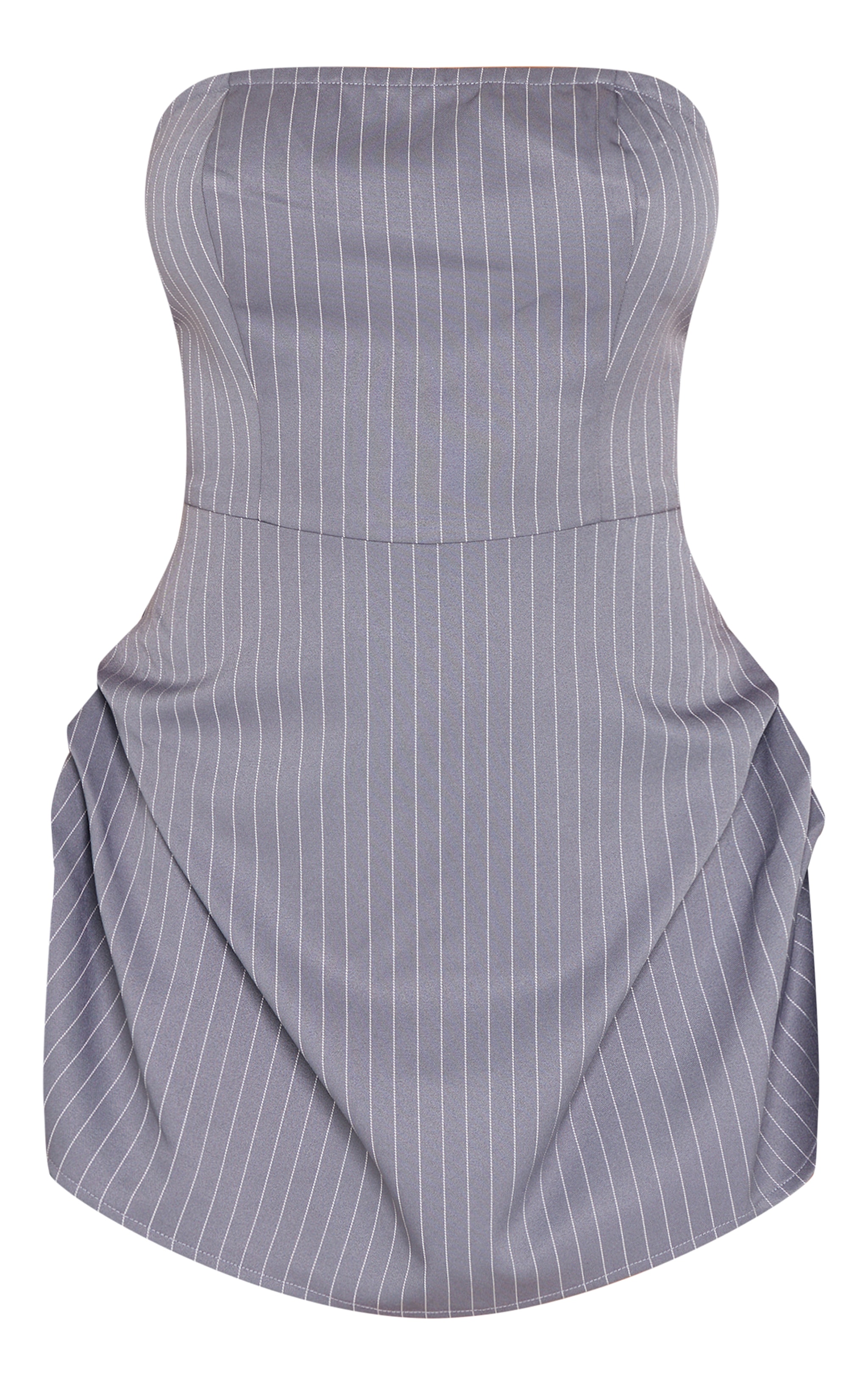 Charcoal Pinstripe Woven Bandeau Ruched Side Skort Romper image 5
