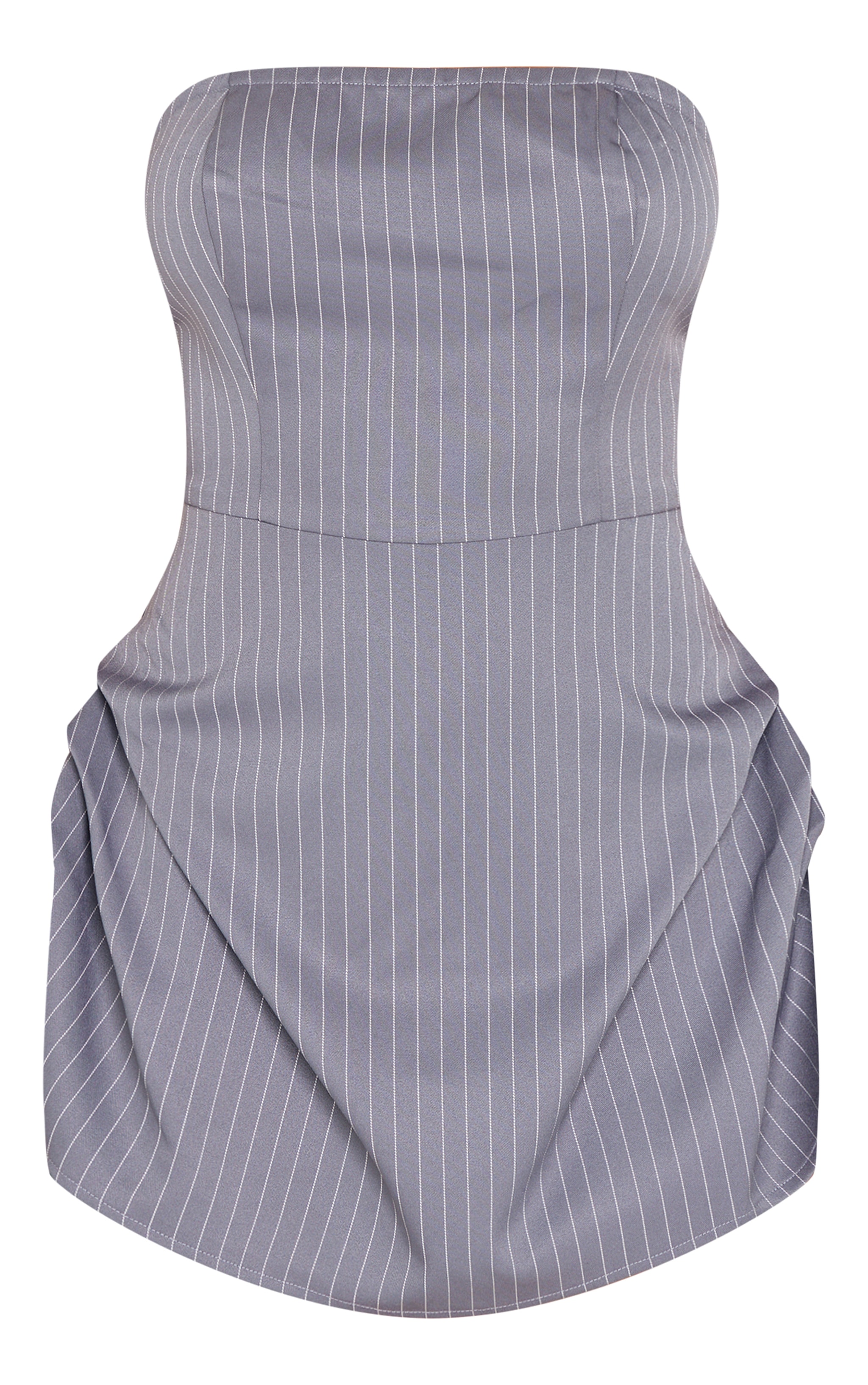 Charcoal Pinstripe Woven Bandeau Ruched Side Skort Playsuit image 5