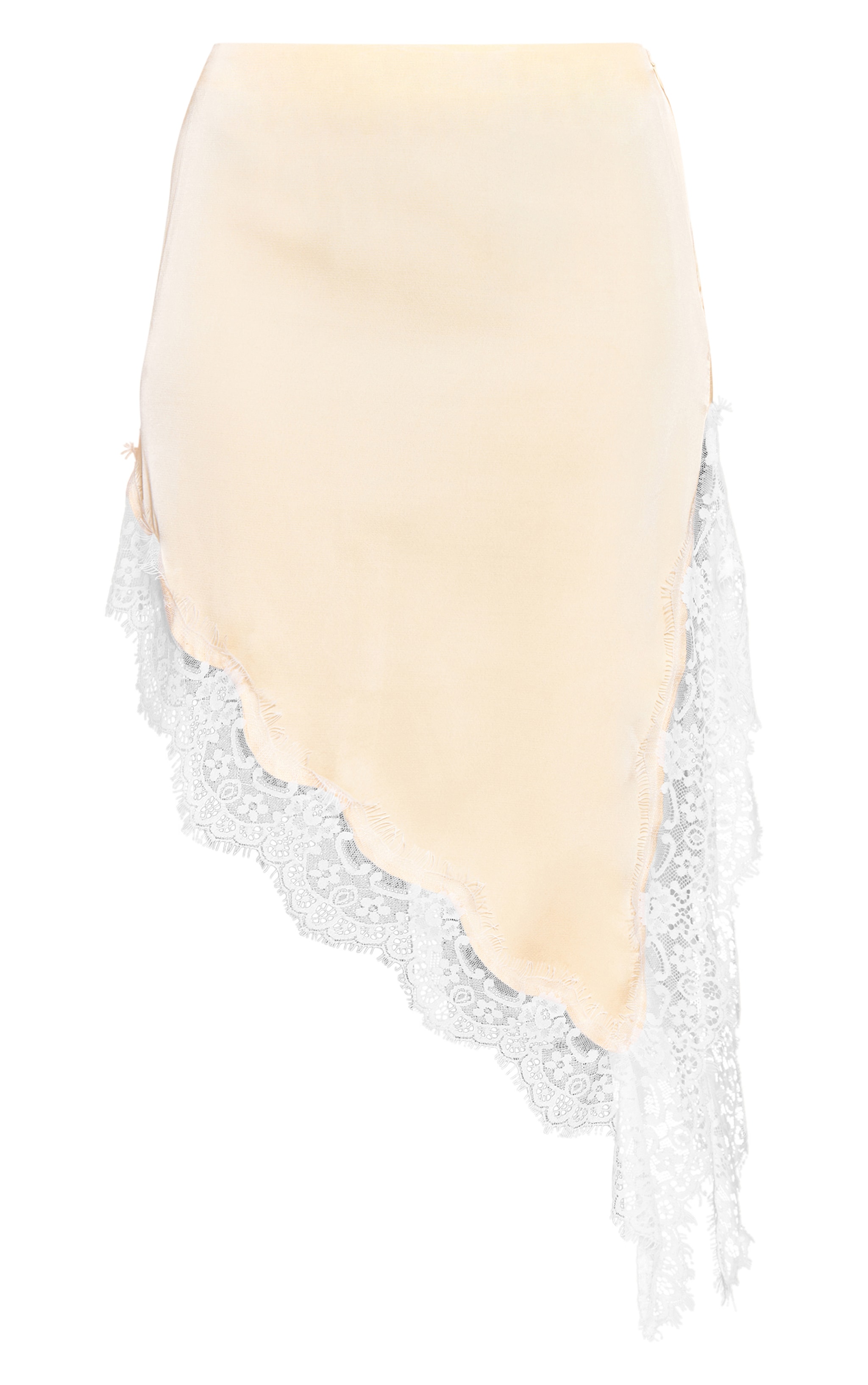 Lemon Satin Lace Trim Asymmetric Midi Skirt image 5