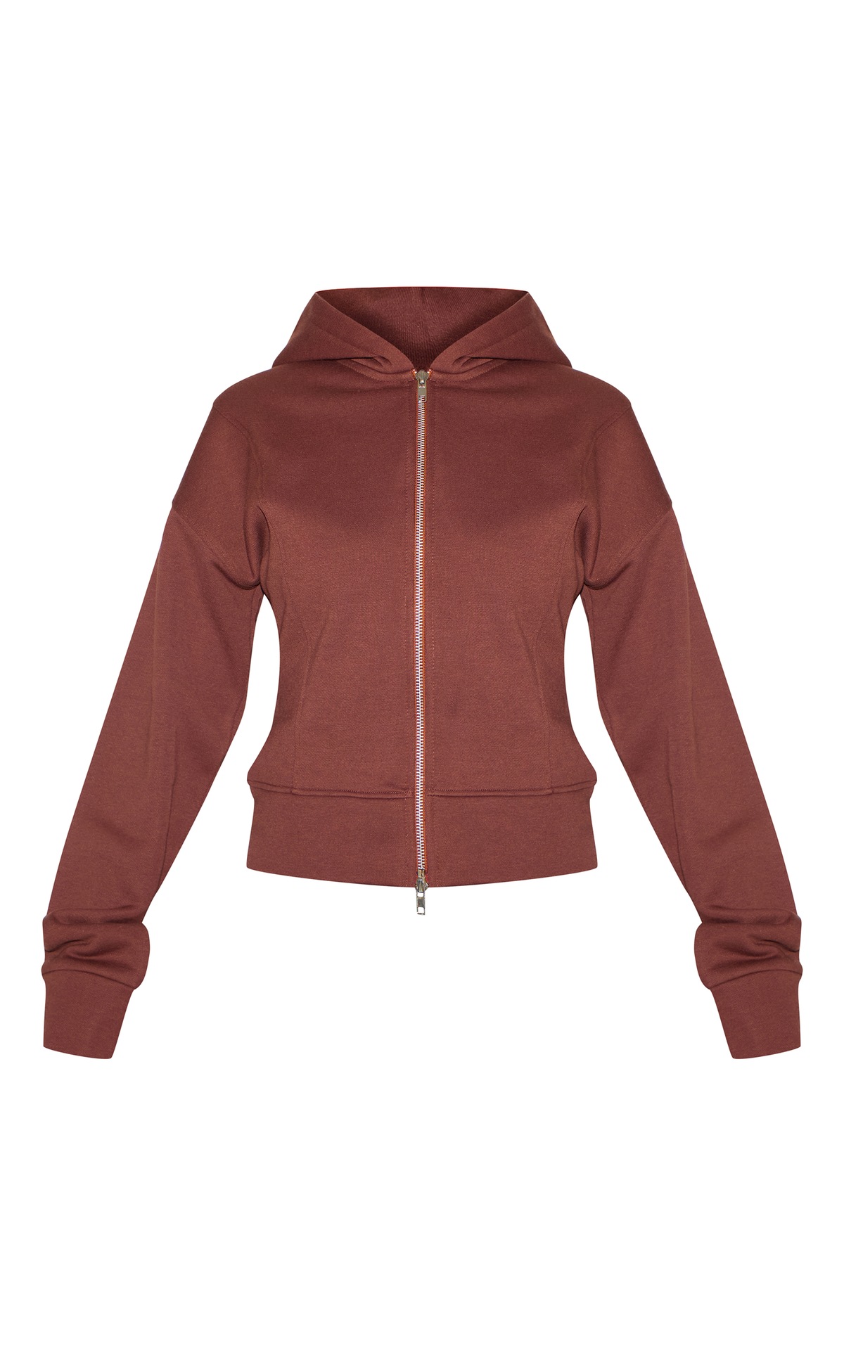 Signature Double Zip Up Hoodie - Chocolate