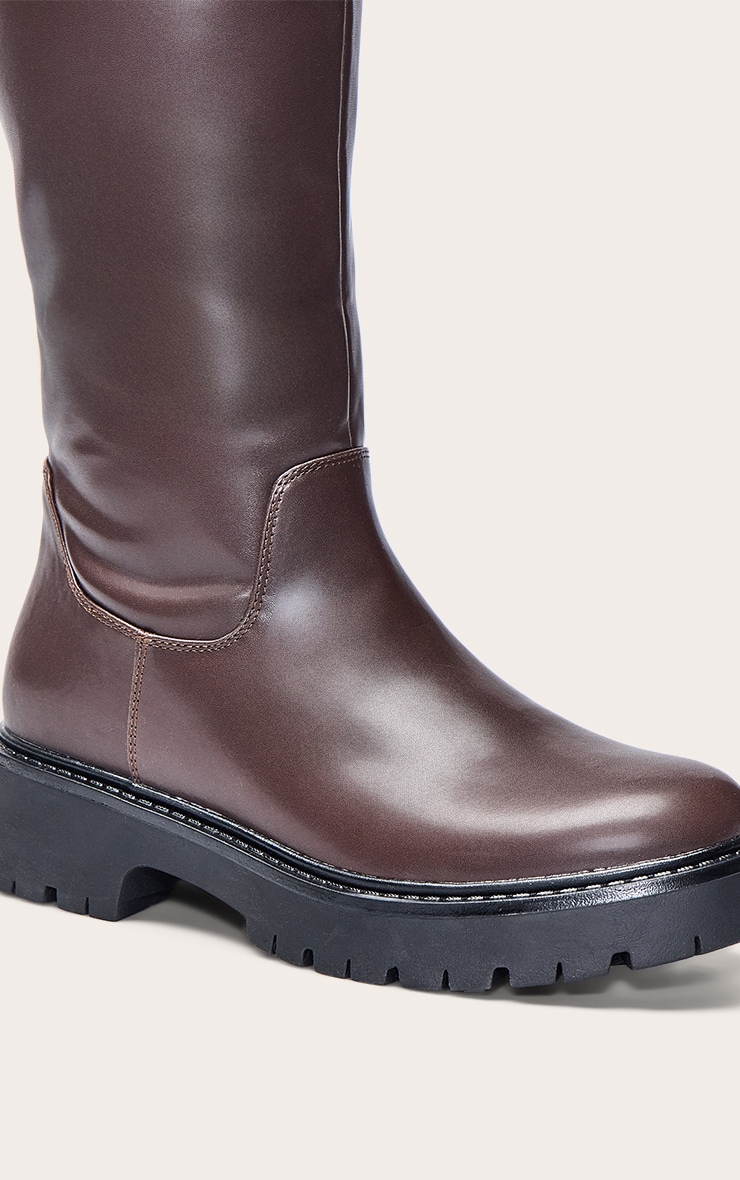 Chocolate Chunky Cleated Sole Knee Boot image 5