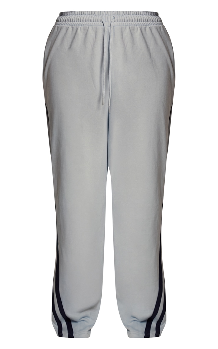 Blue Contrast Striped Wide Leg Sweatpants image 5