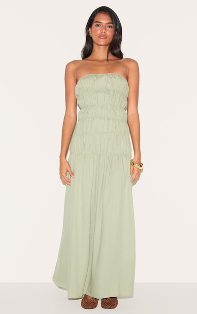 Robe bustier longue sauge froncée