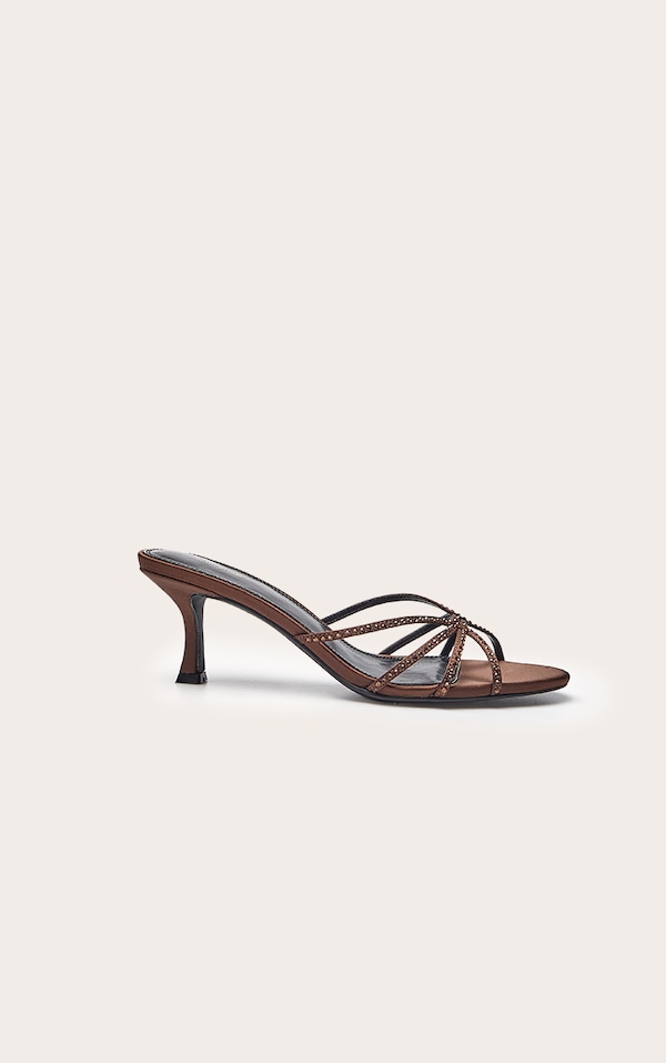 Chocolate Hot Fix Strappy Heeled Mule