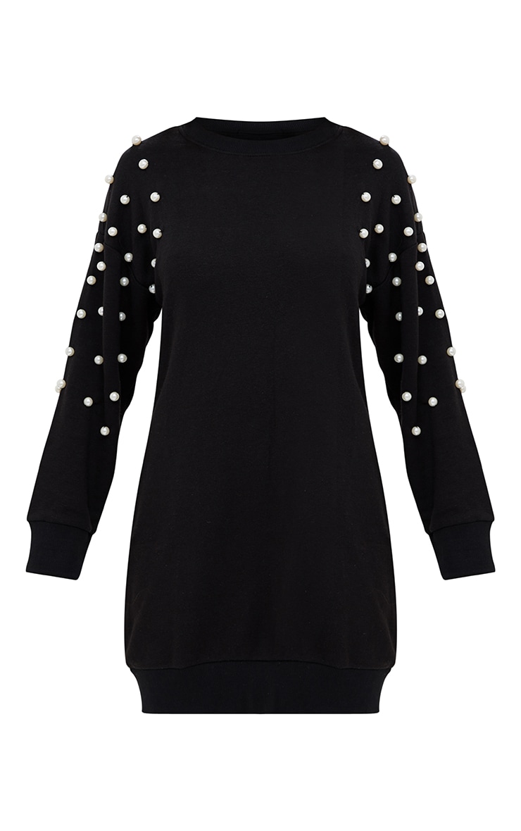 Black Pearl Detail Jumper Dress. Dresses PrettyLittleThing
