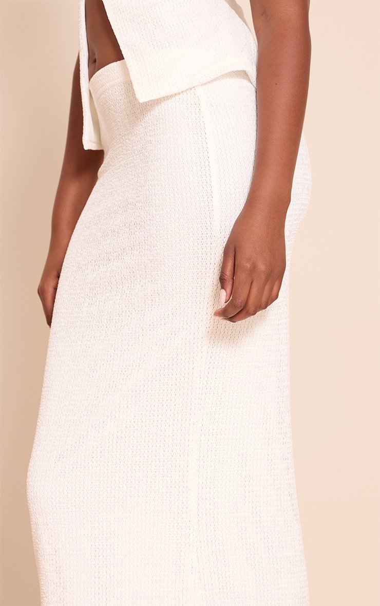 White Textured Lined Maxi Skirt image 5