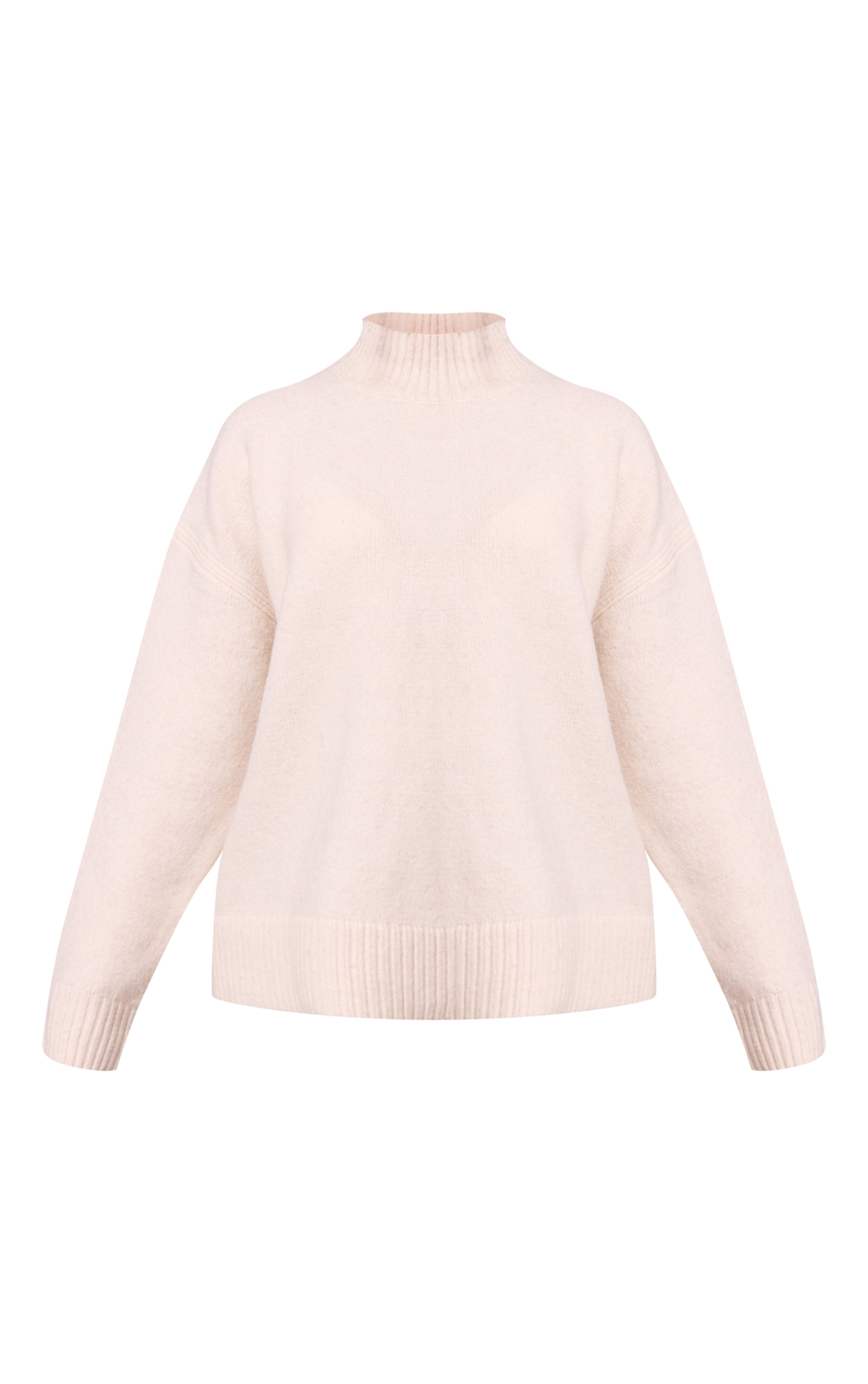 Petite Cream Knit Oversized Polo Neck Sweater image 5