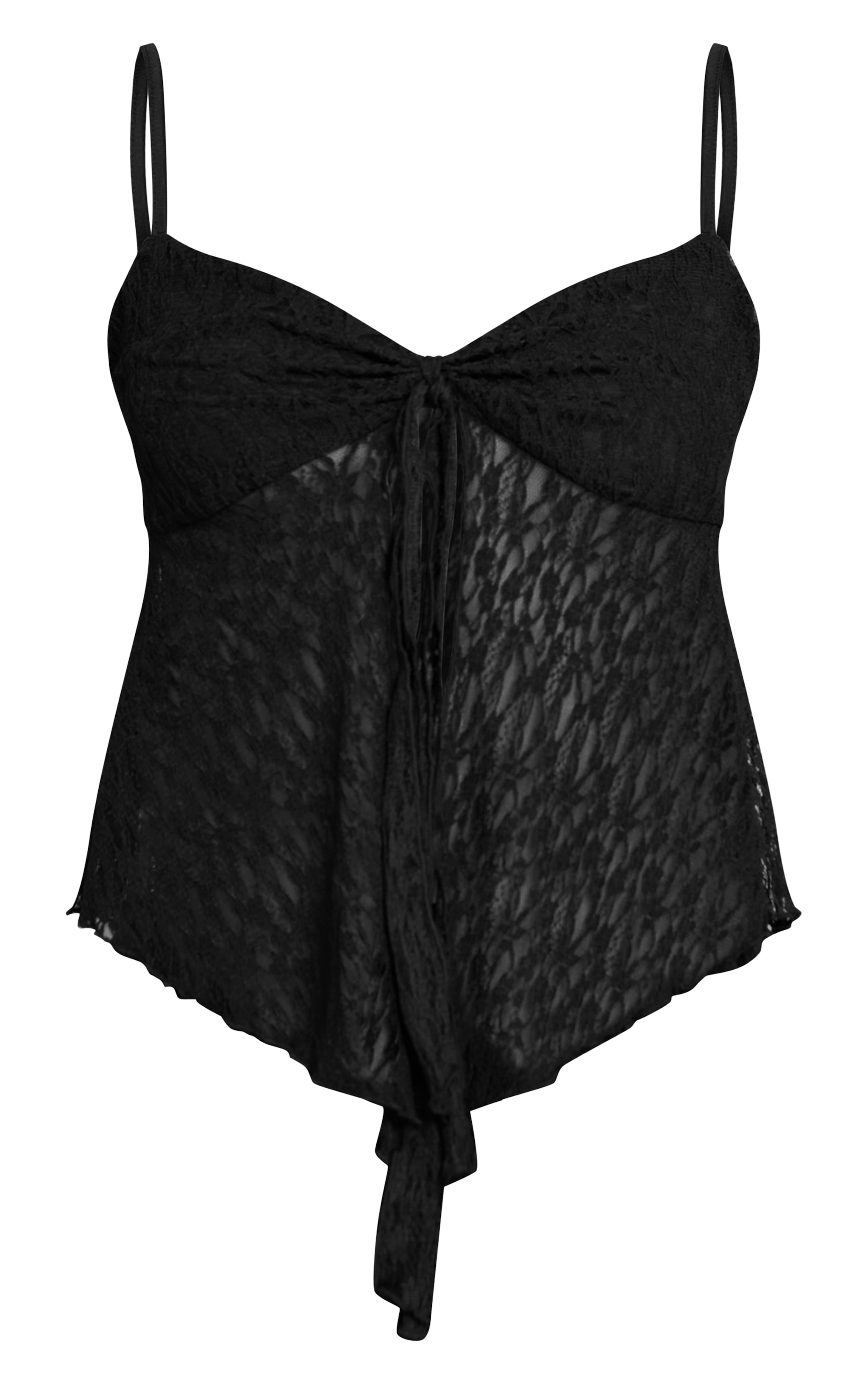 Black Lace Tie Front Cami Top image 5