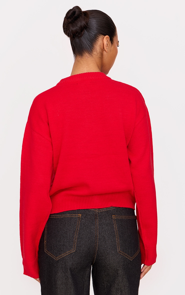 Cherry Red Soft Knit Button Up Cropped Cardigan image 2