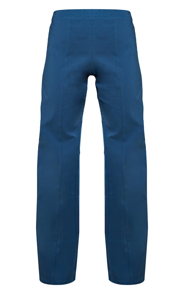Petrol Blue Stretch Woven Pintuck Flared Trousers PrettyLittleThing