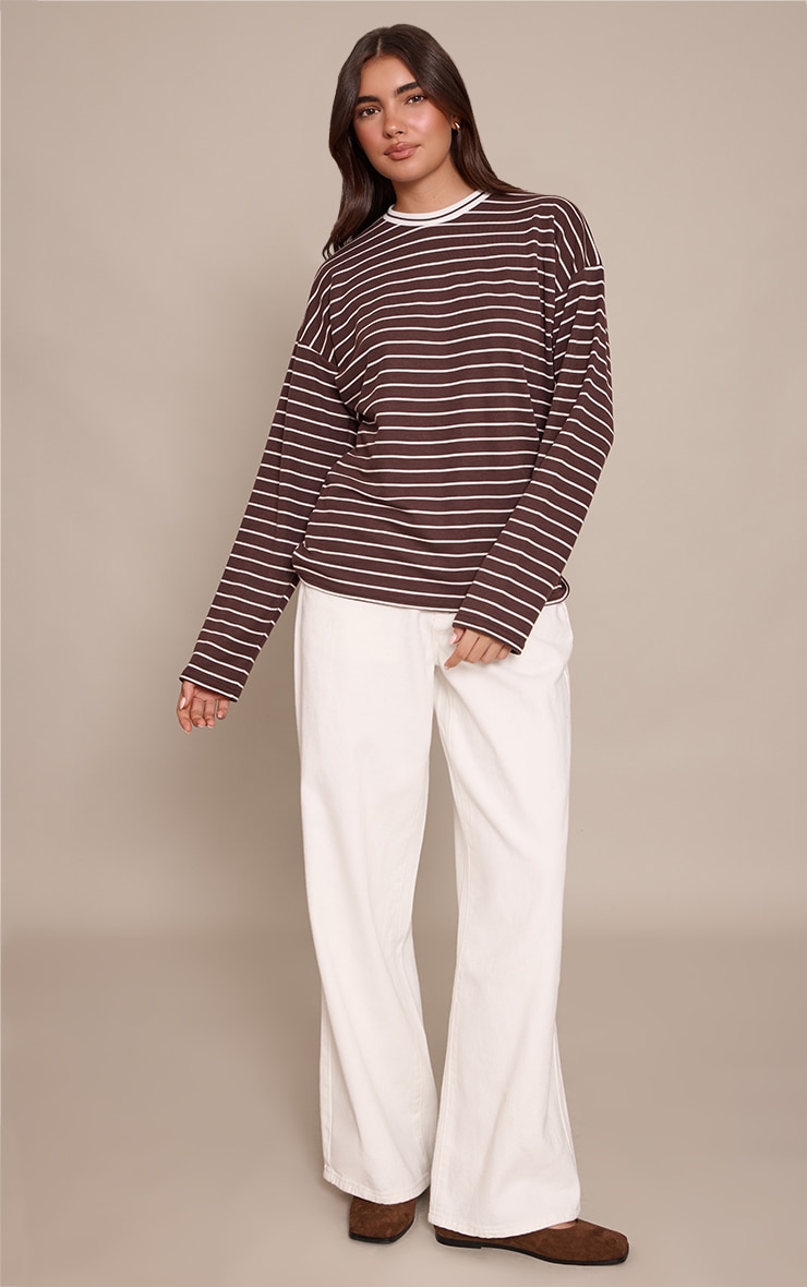 Chocolate Soft Jersey Striped Oversized T Shirt  image 3