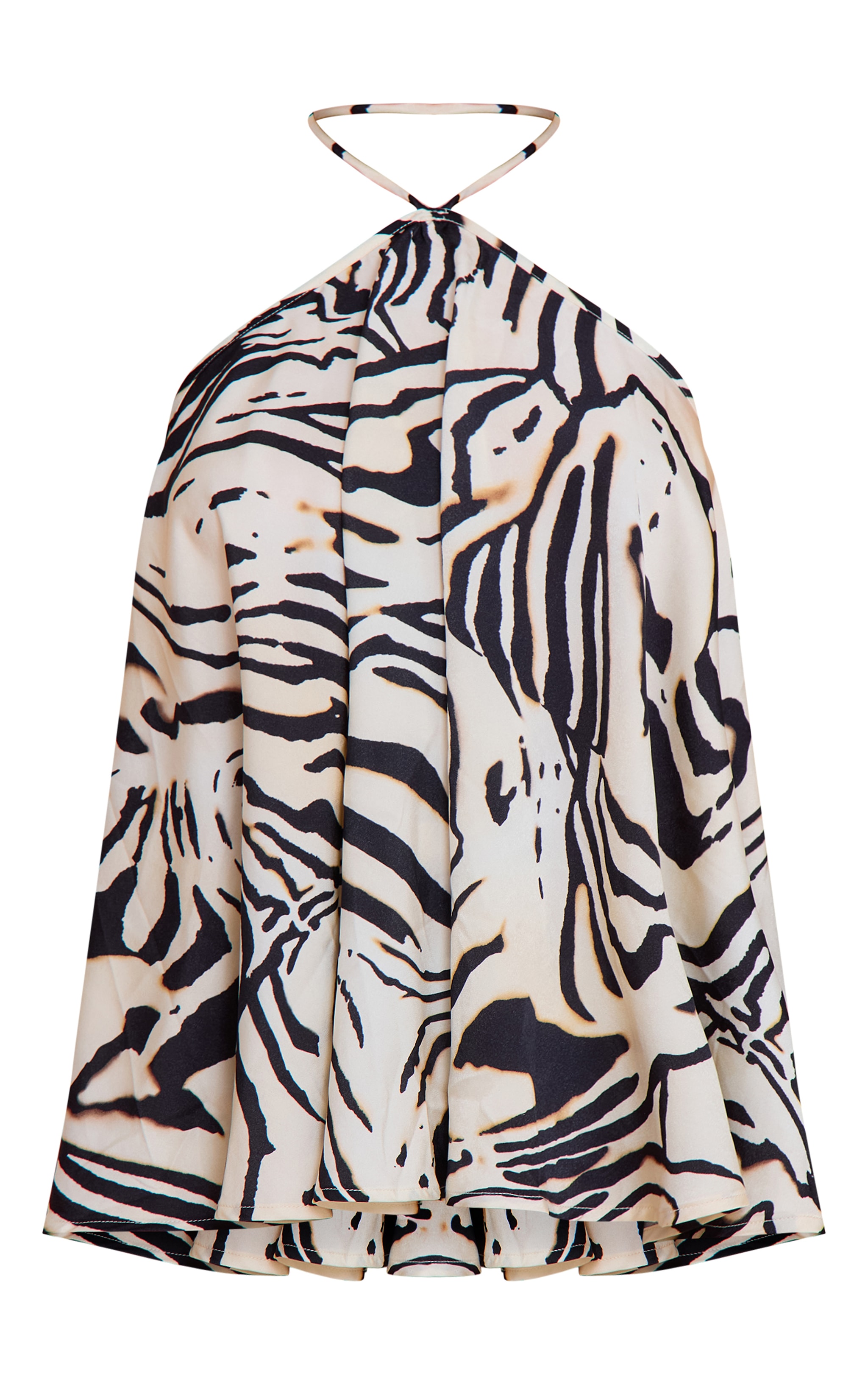 Cream Zebra Print Satin Floaty Halter Top image 5