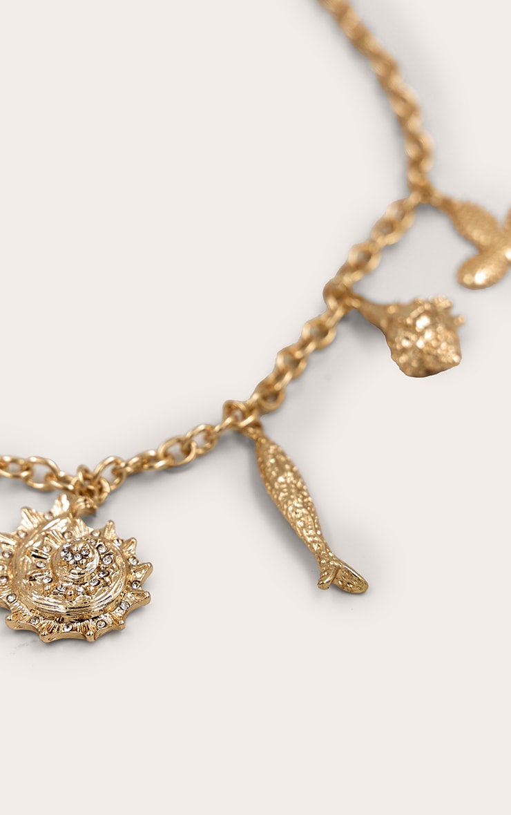 Gold Multi Shell Pendant Chain Necklace image 3