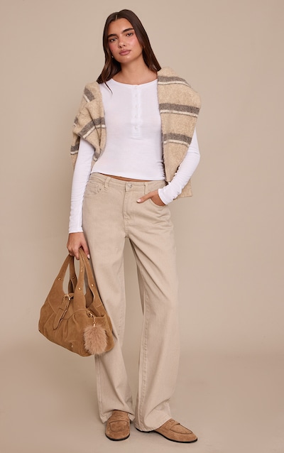 Sand Mid Rise Straight Leg Jeans