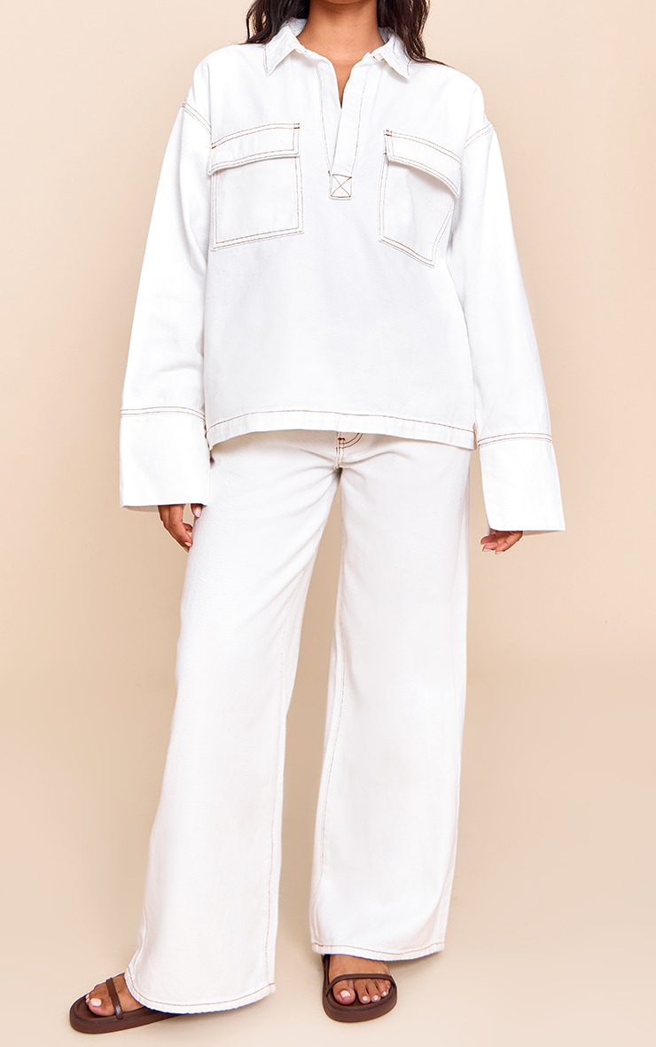 White Slouchy Wide Leg Style Jeans image 2