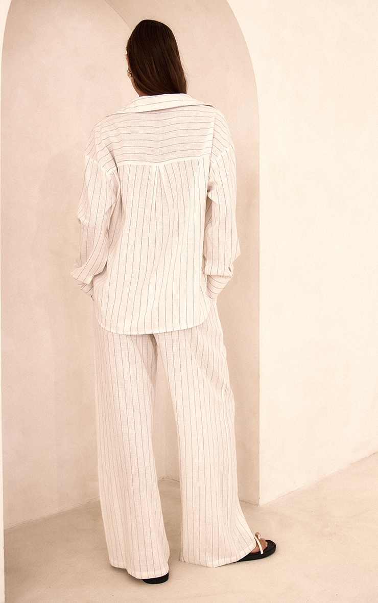 Cream Pinstripe Casual Pants image 3