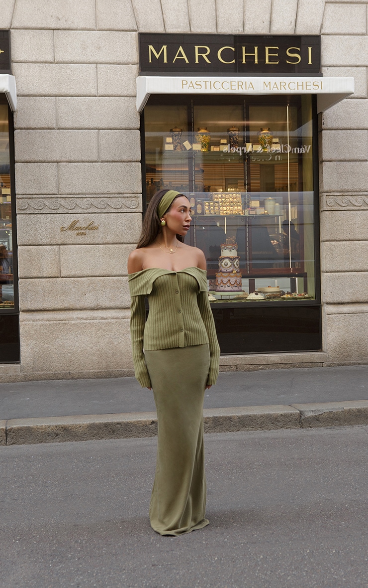 Olive Tencel Maxi Skirt image 5