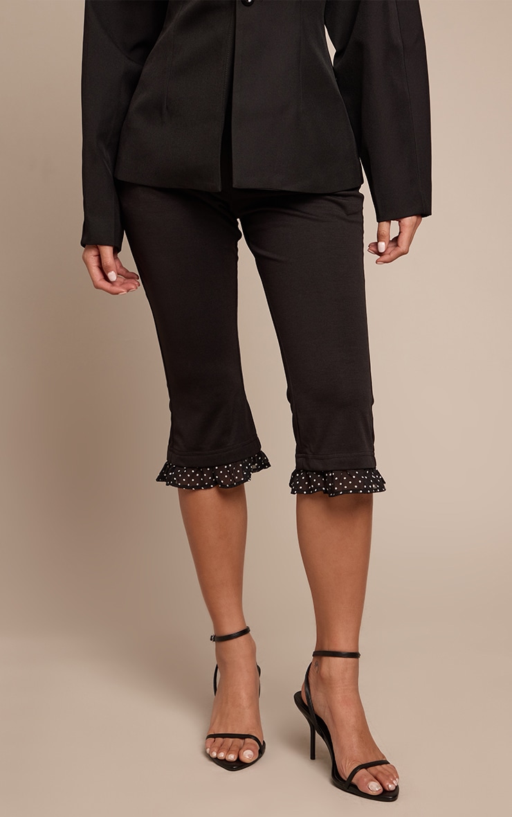 Woven Polka Dot Ruffle Hem Capris image 2