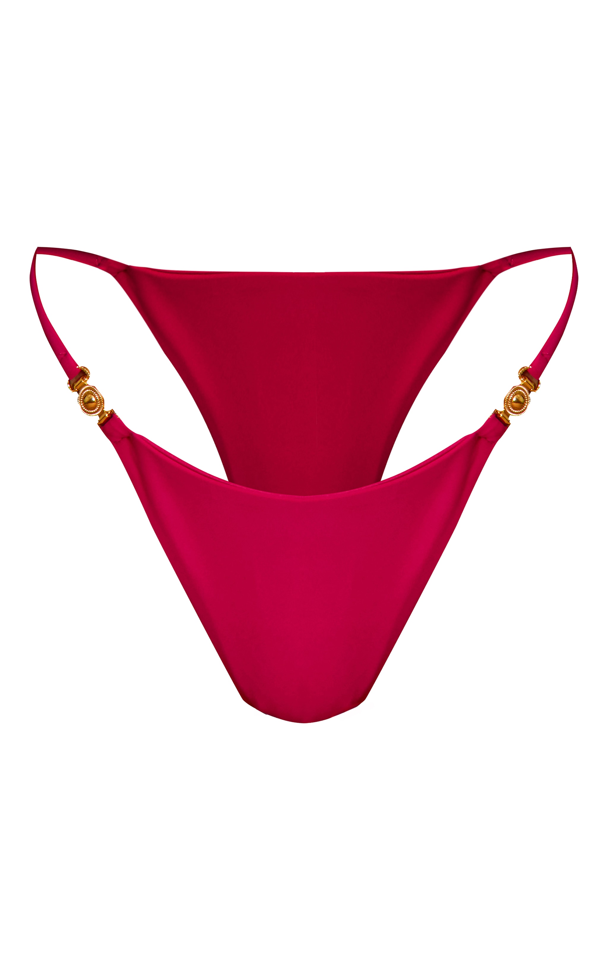 Fuschia Gold Trim Strappy Thong Bikini Bottoms image 5