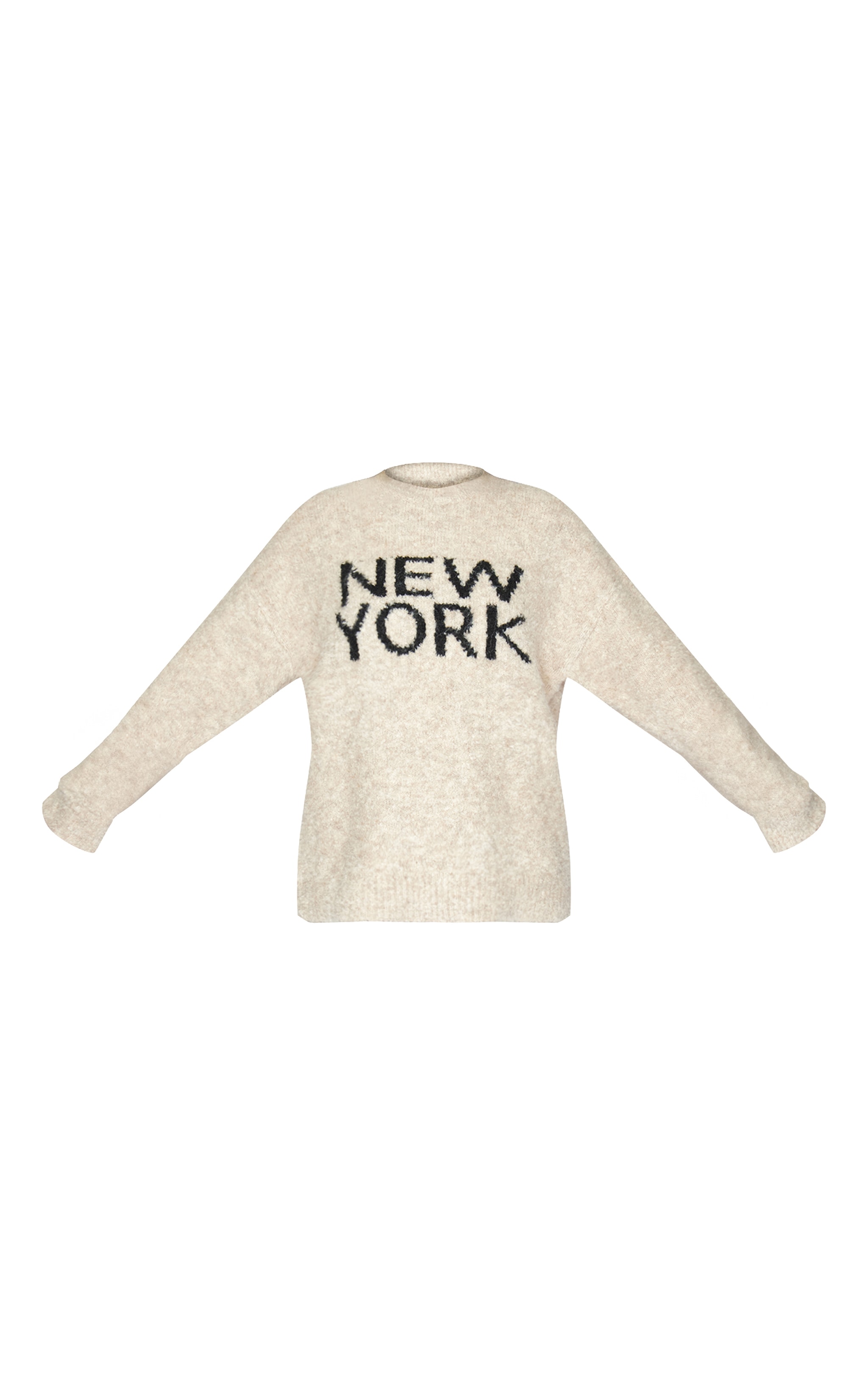 Tall Pull oversize en maille torsadée avoine imprimé "New York" image 5
