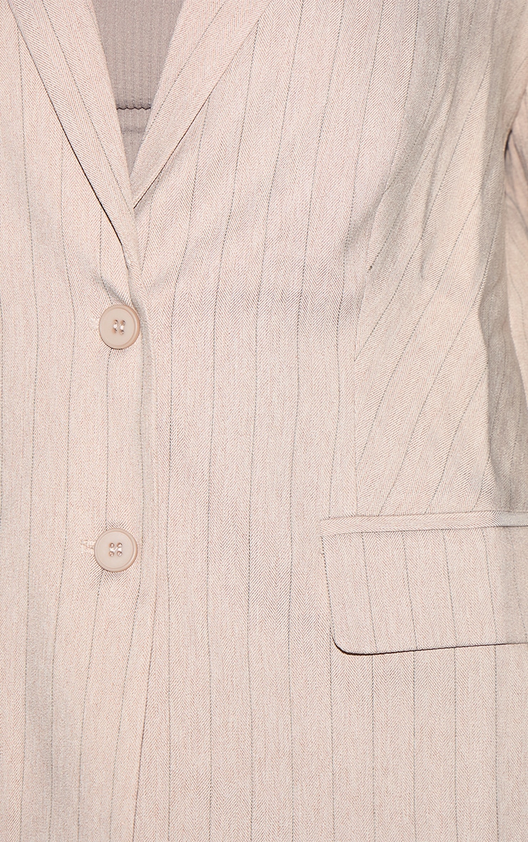 Plus Blazer taupe à fines rayures et détail chemise image 4