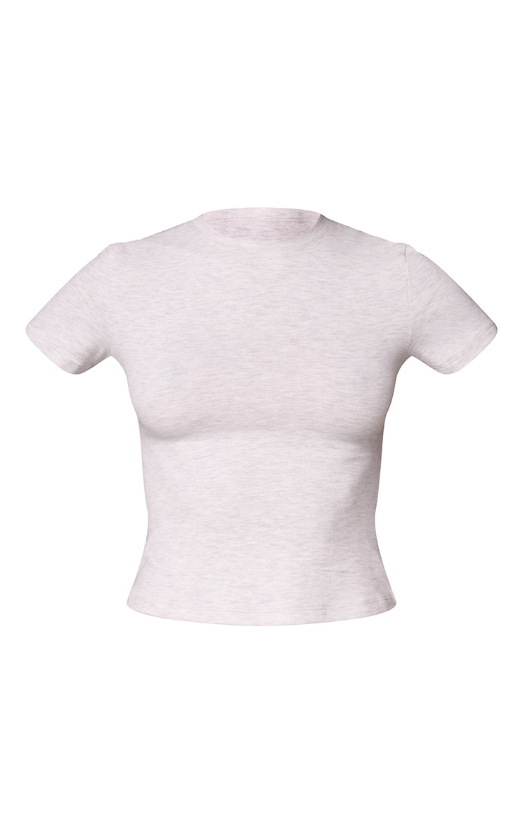Grey Melange Soft Cotton Short Sleeve Top image 6