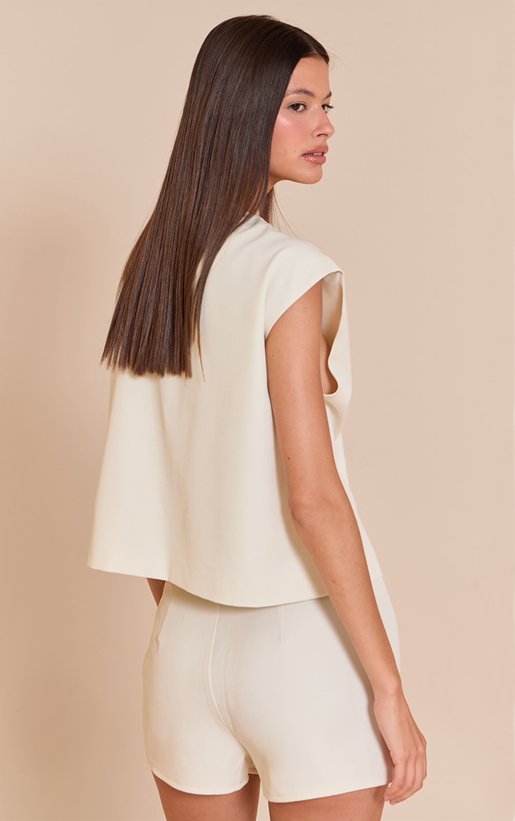 Almond Gold Trim Oversized Vest image 2